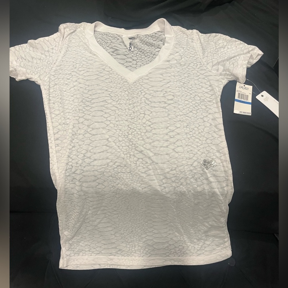 Fox White Textured Short Sleeve Tee